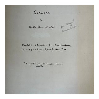 1960 Allen Brings Signed "Canzone" Brass Score & Letter to Leonard Pearlman For Sale