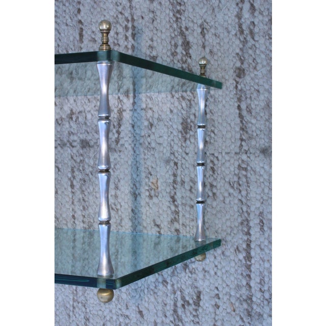 Metal Faux Bamboo Two-Tier End tables by Baker - A Pair For Sale - Image 7 of 13