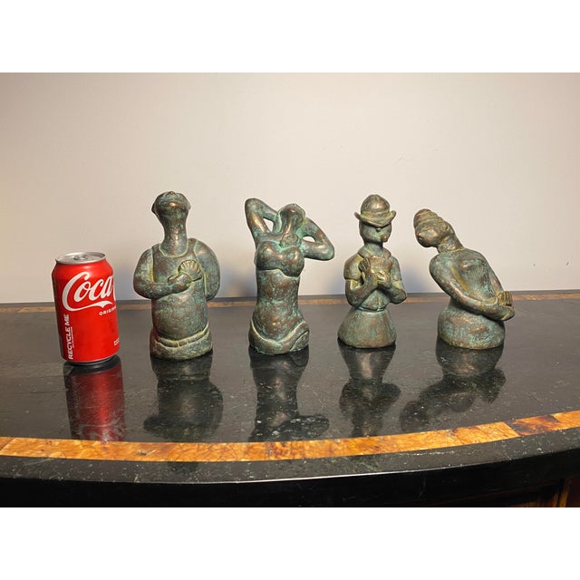 Unusual Set of Bronze Sculptures of Four Figures Playing Cards For Sale - Image 11 of 12
