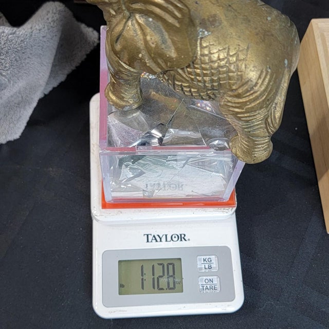 Metal 1950s Etched Solid Brass Elephant Figurine Trunk Up For Sale - Image 7 of 13