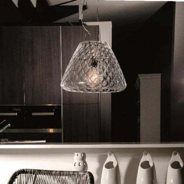 Snifter snisombg pendant lamp by mazzega 1946 dimensions: d 49 x h 150 cm. Materials: frame: polished chrome. Diffuser:...