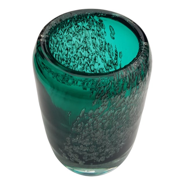 Emerald Green Vase with Silver by Heinrich Löffelhardt for Zwiesel, 1970s For Sale