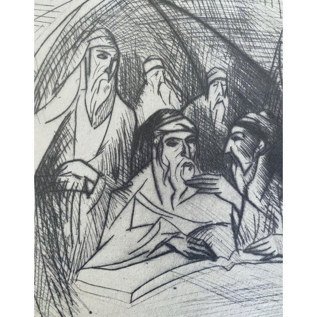 Post Impressionist Isaac Lichtenstein 1, Bezalel School Jerusalem Israeli Judaica Etching For Sale - Image 3 of 9