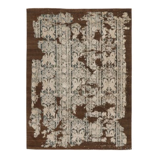 Rug & Kilim's Modern Rug in Obscured Floral Columns on Chocolate Brown For Sale
