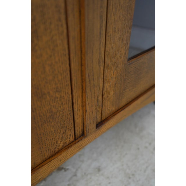 Stickley 2 Door Mission Oak Leaded Door Bookcase For Sale - Image 14 of 16