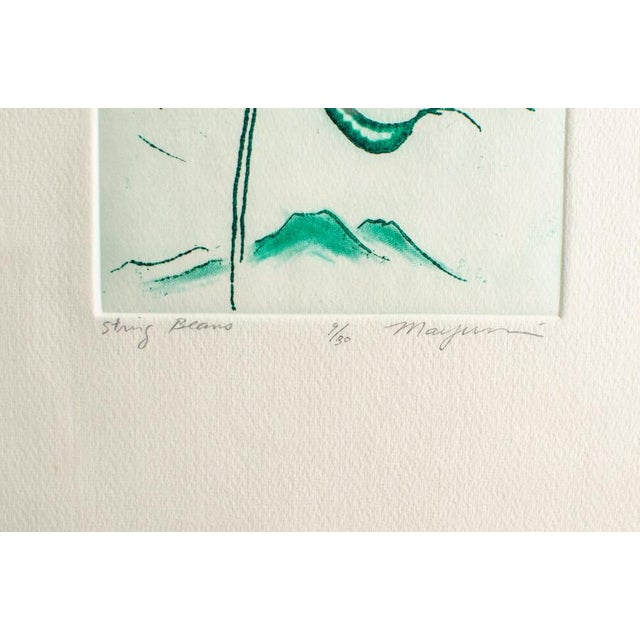 1980s 1982 Vintage Original Etching Titled "String Beans" Signed by Japanese Artist Mayumi Oda For Sale - Image 5 of 8