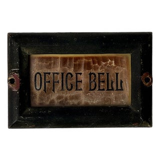 Rare Late 19th Century Antique Small Cast Iron Plaque Sign Stating "Office Bell" For Sale