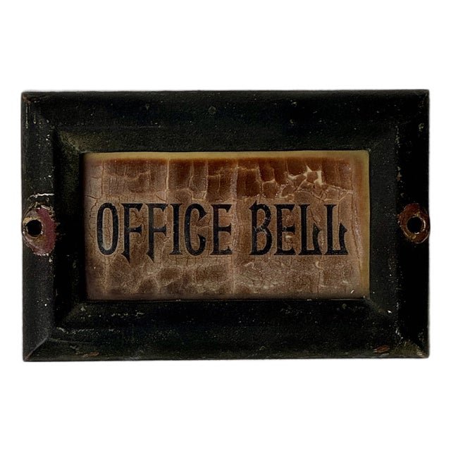 Rare Late 19th Century Antique Small Cast Iron Plaque Sign Stating "Office Bell" For Sale