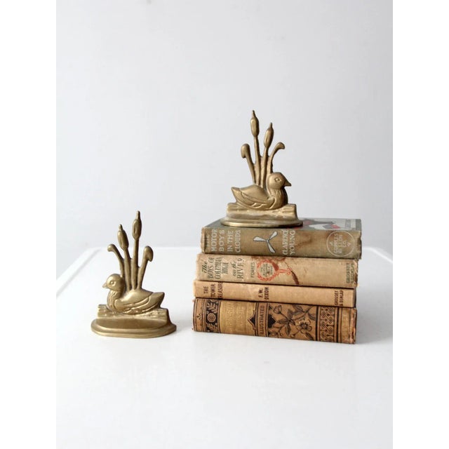 Metal Vintage Brass Duck Bookends For Sale - Image 7 of 11