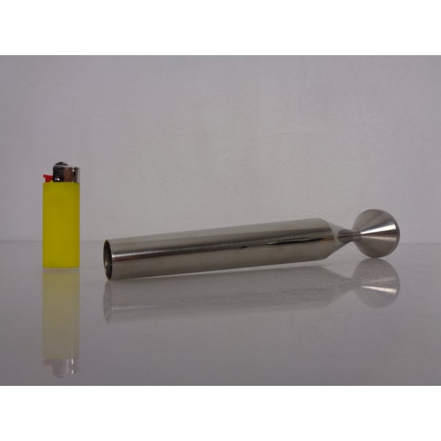 Silver Minimalist Satin-Finish Steel Vase, Germany, 1960s For Sale - Image 8 of 9