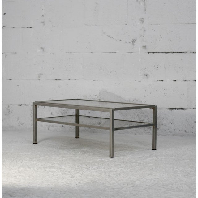Steel Coffee Table with Double Smoked Glass Tops, France, 1970s For Sale - Image 16 of 18