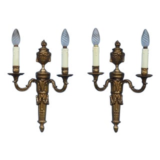 Vintage French Empire Style Wall Sconces, 1940s, Set of 2 For Sale
