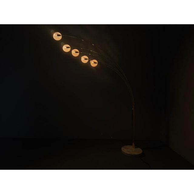 Danish Arc Floor Lamp in Brass and Marble from Bilka, 1970s For Sale - Image 14 of 16