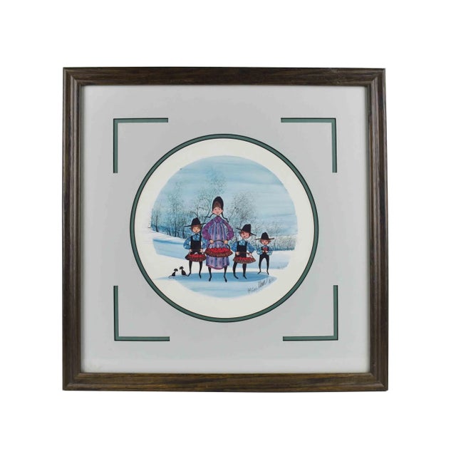 1986 "Kid's Apple" Folk Art Figurative Print by P. Buckley Moss For Sale - Image 6 of 6