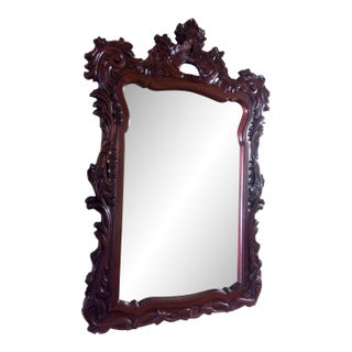 Vintage Rococo Style Mirror, Mahogany Frame Mirror For Sale
