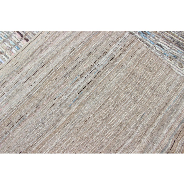 Modern Casual Rug With Hi-Low Design in Cream, White, Brown and Ice Blue 10'3 X 14'3 For Sale - Image 15 of 15