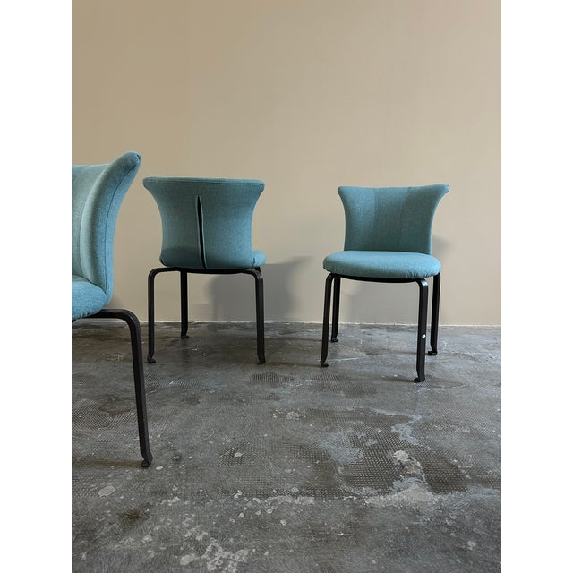 Blue Vintage Japanese Miabi Chairs by Kazuhide Takahama for B&B Italia, 1980s, Set of 4 For Sale - Image 8 of 11