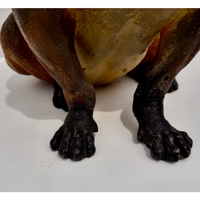 Large 19th Century English Cold-Painted Terracotta Bulldog Figure With Glass Eyes For Sale - Image 11 of 17