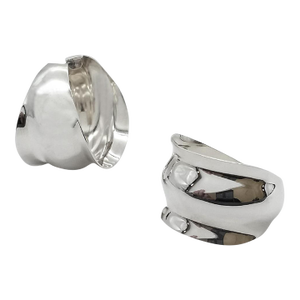 1990s Silver Hoops, Hammer Formed Sterling Silver Earrings, Gerhard Herbst Studio, Mid Century Style, Set of 2