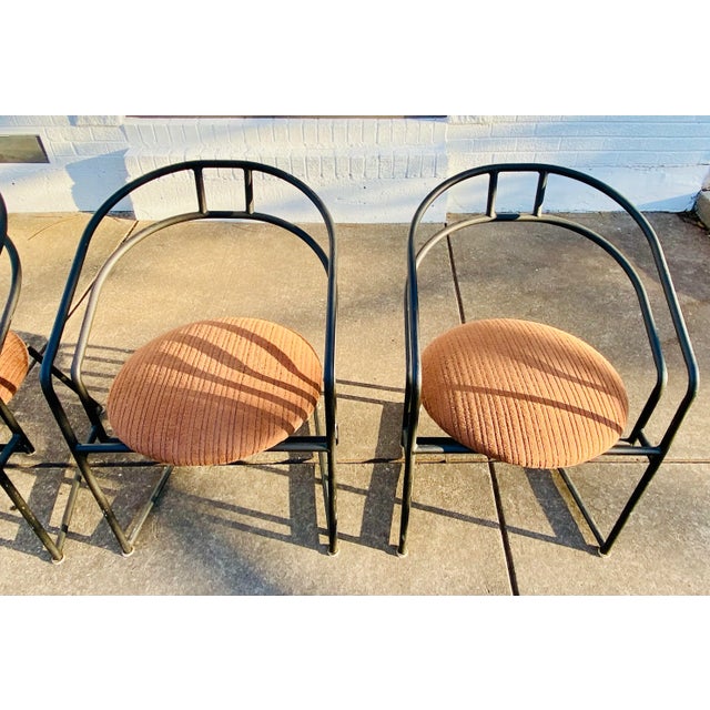 1990s 1990s Postmodern, Minimalist Black Metal Tubular Frame Dining Table and Chairs by Cali-Style in the Style of Mario Botta - Set of 5 For Sale - Image 5 of 12