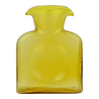 Mid Century Modern Hand Crafted Blenko Glowing Cadmium Glass Double Spout Water Pitcher For Sale