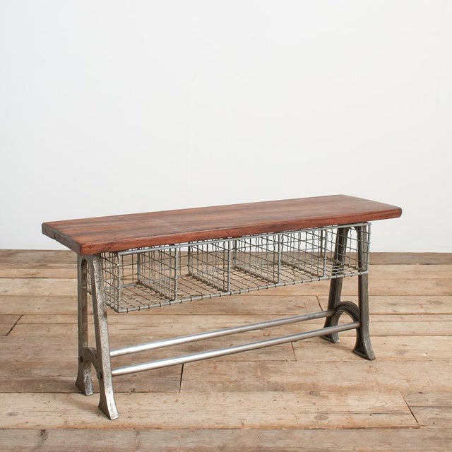 Vintage School Locker Room Storage Pigeon Hole Bench, 1950s For Sale - Image 6 of 6