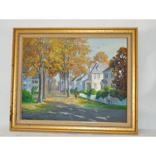 J. Holloway Street Scene at Sunset Impressionist Painting For Sale - Image 4 of 8