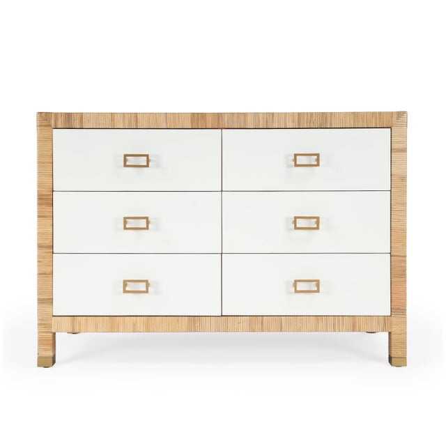 Corfu 44 in. W Rectangular Rattan 6 Drawer Double Dresser, Antique Gold For Sale In Chicago - Image 6 of 11