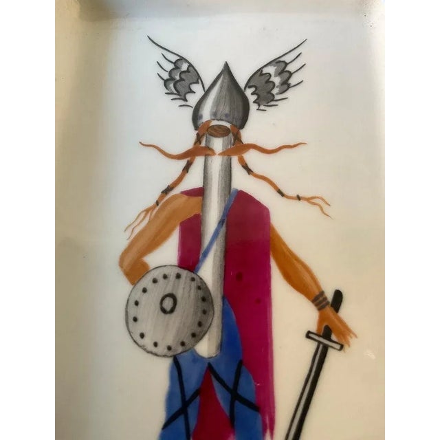 Guy Thirion Limoges Trays of a Viking and British Royal Guardsman - A Pair For Sale In New York - Image 6 of 10