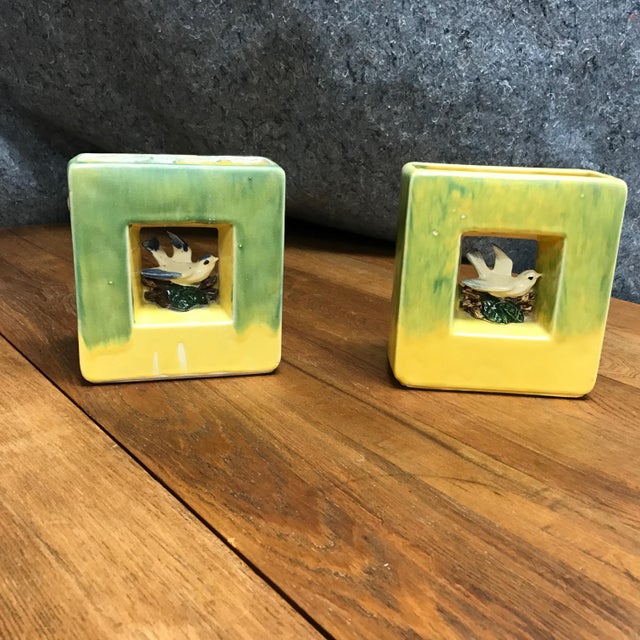 McCoy Yellow & Green Bird Vases A Pair Chairish