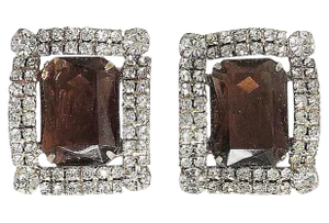 Vintage Delizza & Elster Juliana Faux-Topaz Rhinestone Clip Earrings - 2 Pieces