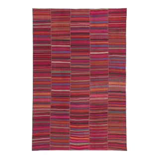 Rustic Vintage Turkish Striped Kilim Rug - 07'03 X 11'00 For Sale