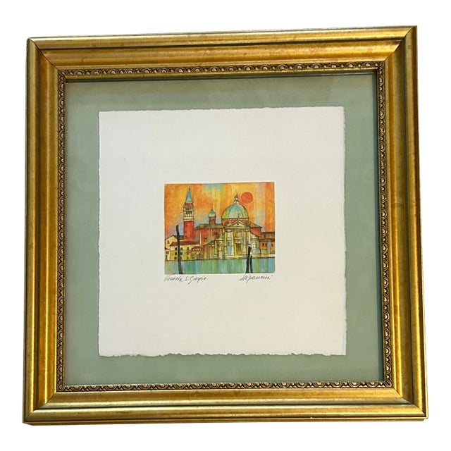 Framed Hand Signed Lithograph of San Giorgio, Venice For Sale