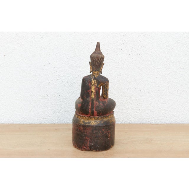 19th Century Gilt & Rouge Antique Devotional Seated Buddha For Sale - Image 5 of 10