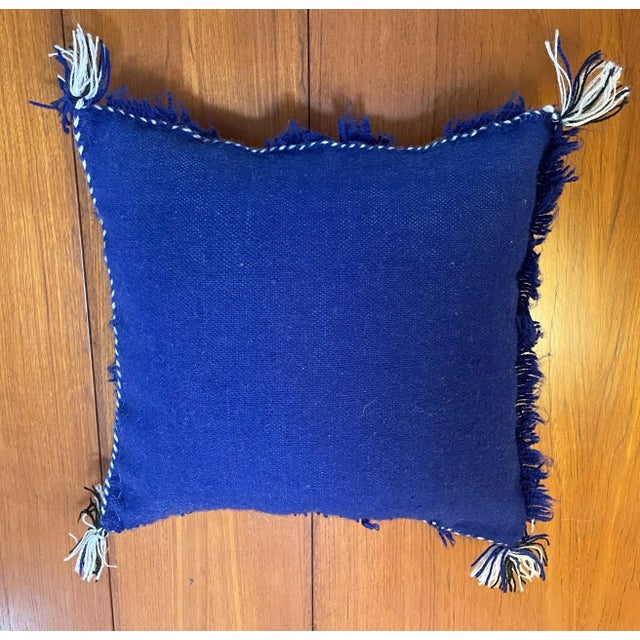 Moroccan Pair of Vintage Moroccan Blue Pillows For Sale - Image 3 of 5