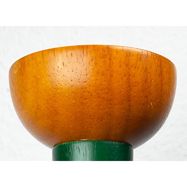 1980s Postmodern Wood Yellow Green Red Model Monokel Candleholder from Ikea, 1980s For Sale - Image 5 of 14