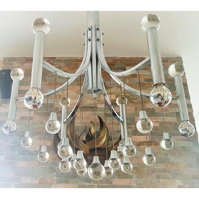 Italian Chrome Plated with Glass Balls Chandelier by Gaetano Sciolari, 1960s For Sale - Image 10 of 18