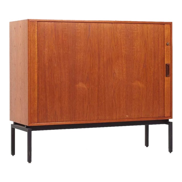Mid Century Danish Teak Tambour Door Credenza For Sale