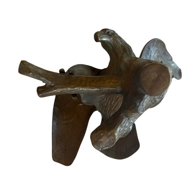 Brass Antique Solid Brass Eagle Statue For Sale - Image 8 of 9