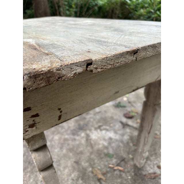 Light Gray Primitive Harvest Table For Sale - Image 8 of 9