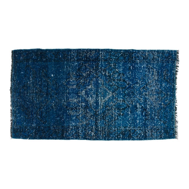 Dark Blue Vintage Anatolian Carpet For Sale