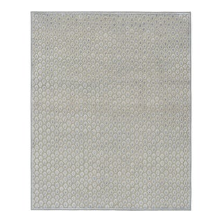 Rug & Kilim’s Modern Block Print Rug in Blue & Gray with Paisley Floral Pattern - 9x12 For Sale