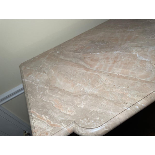 63" Vintage Mahogany Marble Top Console Table With Twisted Legs & Lower Shelf For Sale In New York - Image 6 of 9