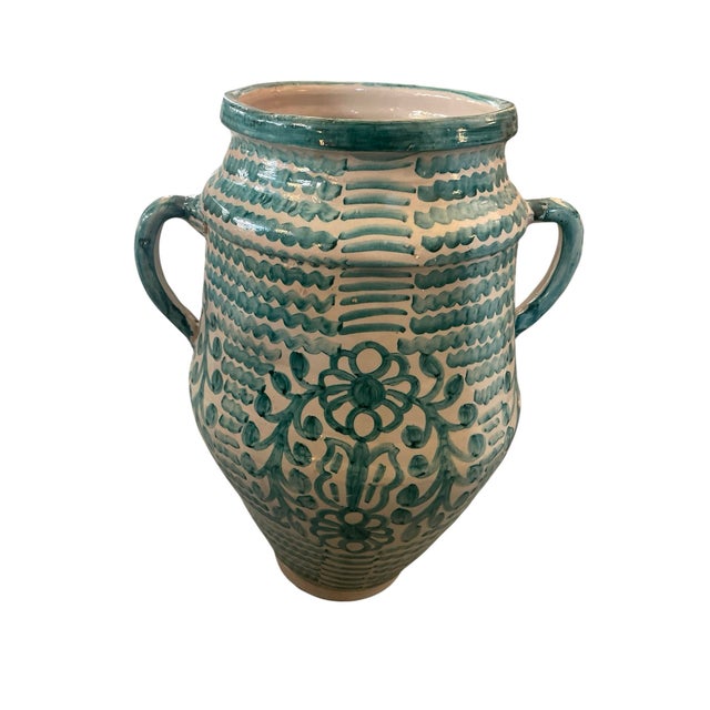 Bring the timeless artistry of Morocco into your home with this monumental hand-painted ceramic urn. Recently handcrafted...