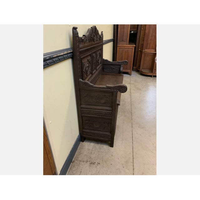 Antique Breton Chest Bench, 1860 For Sale - Image 3 of 10