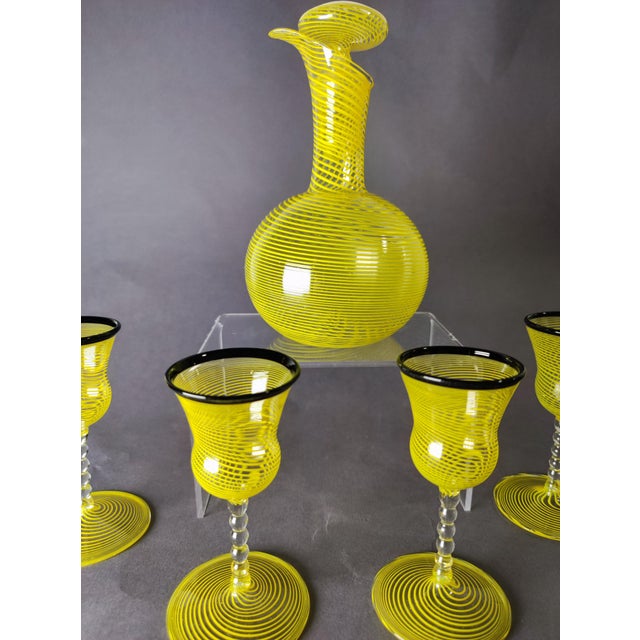 Vintage Art Deco Liqueur Glasses and Carafe from Lauscha, 1920s, Set of 5 For Sale - Image 10 of 12