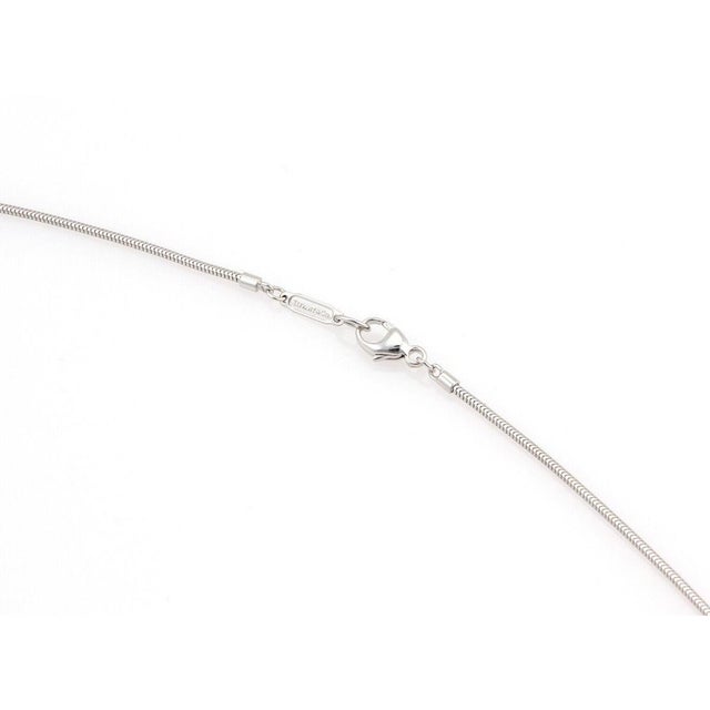 Tiffany and Co. Mid 20th Century Tiffany & Co. 18k White Gold Feather Pendant Snake Chain Pendant Necklace For Sale - Image 4 of 6