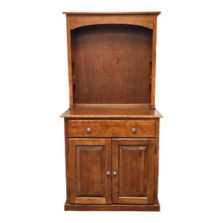Late 20th Century Solid Maple Hutch Cabinet With Drawer and Storage For Sale