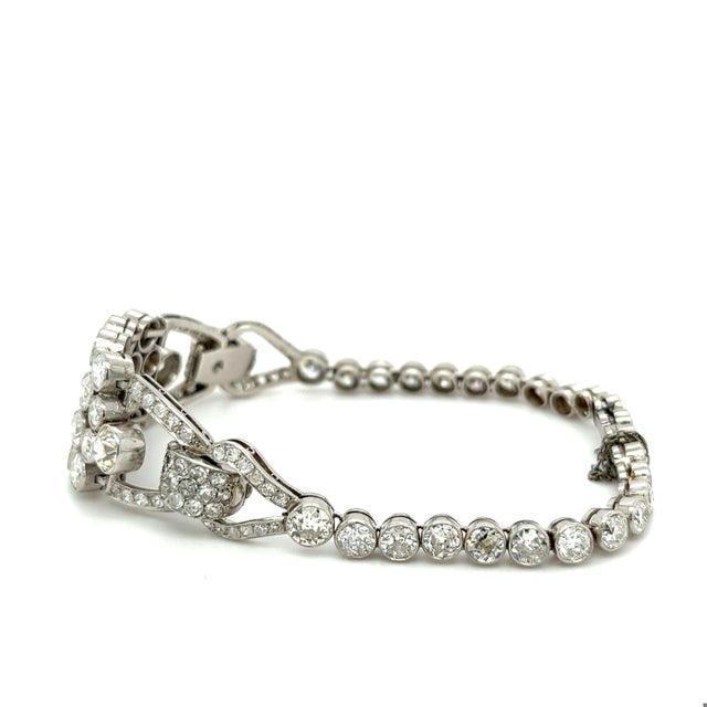 Edwardian platinum bracelet mounting 115 Old European cut natural diamonds. All are set in a well-engineered, flexible,...