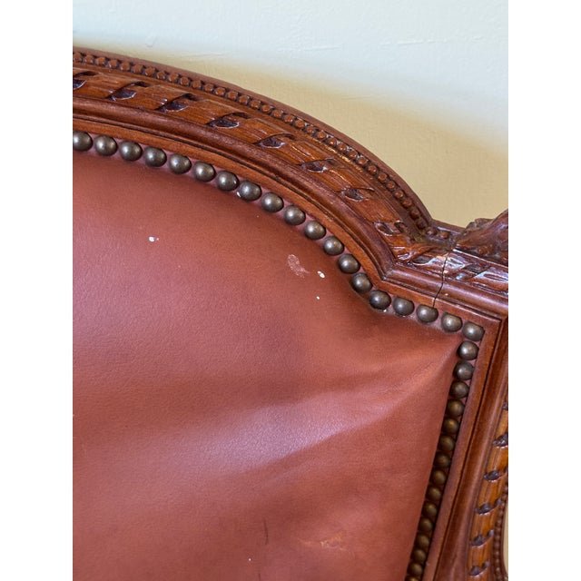 4-Piece French Louis XVI–Style Leather Seating Set — Settee & 3 Armchairs For Sale - Image 12 of 17